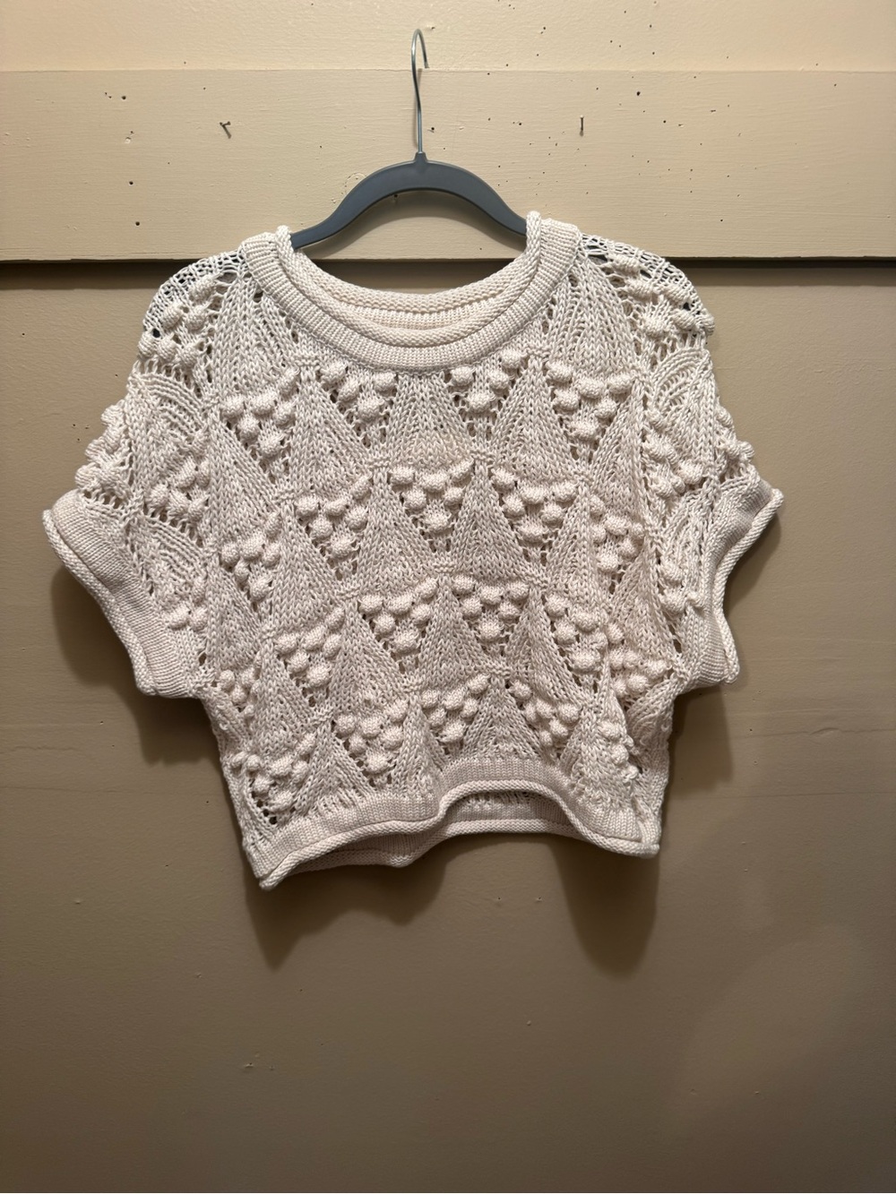 Altar'd State Cream Textured Knit Crop Sweater
